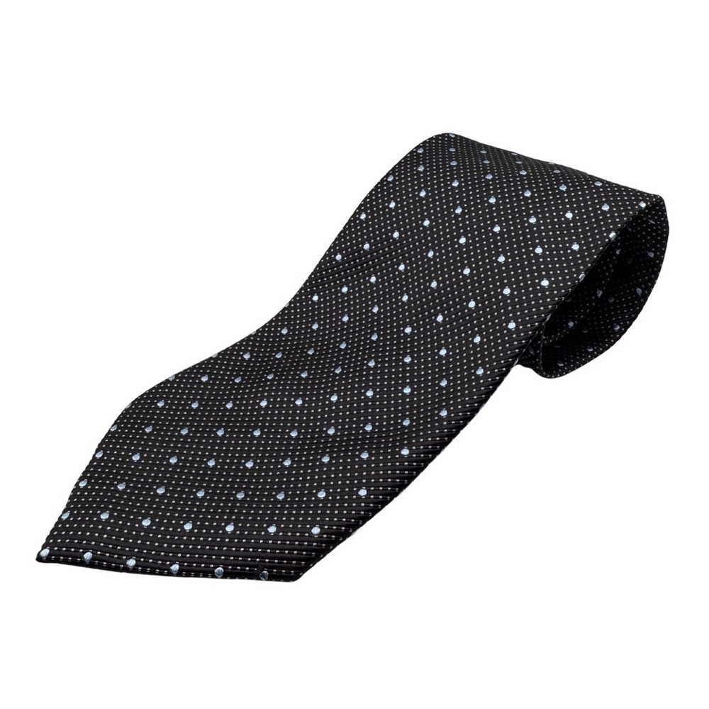 Henry Jacobson Silk Tie, Black & Light Blue, Made in Italy, Like New